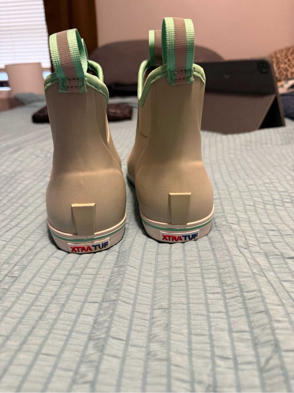 XTRATUF Gray and Teal 6” Ankle Deck Boots Size 8